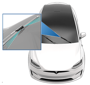 放大显示前备箱盖内侧的清洗器喷头